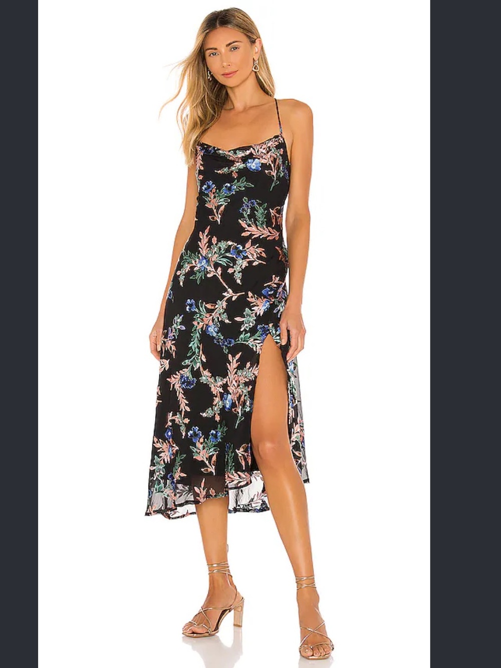 Revolve x ASTR the label Gaia Floral Slip Midi Dress - Black Multi
